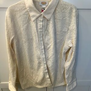Talbots Lace Long Sleeve Button Up 2X